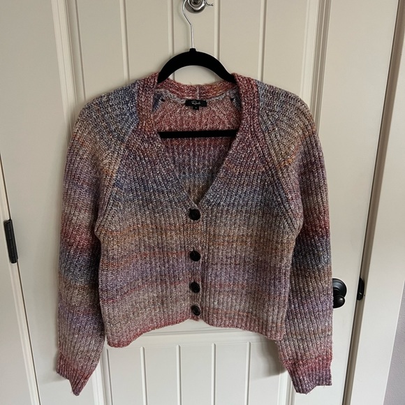 Rails Multicolor Ribbed Knit Button-Front Cardigan — Pastel Stripes - Picture 6 of 9